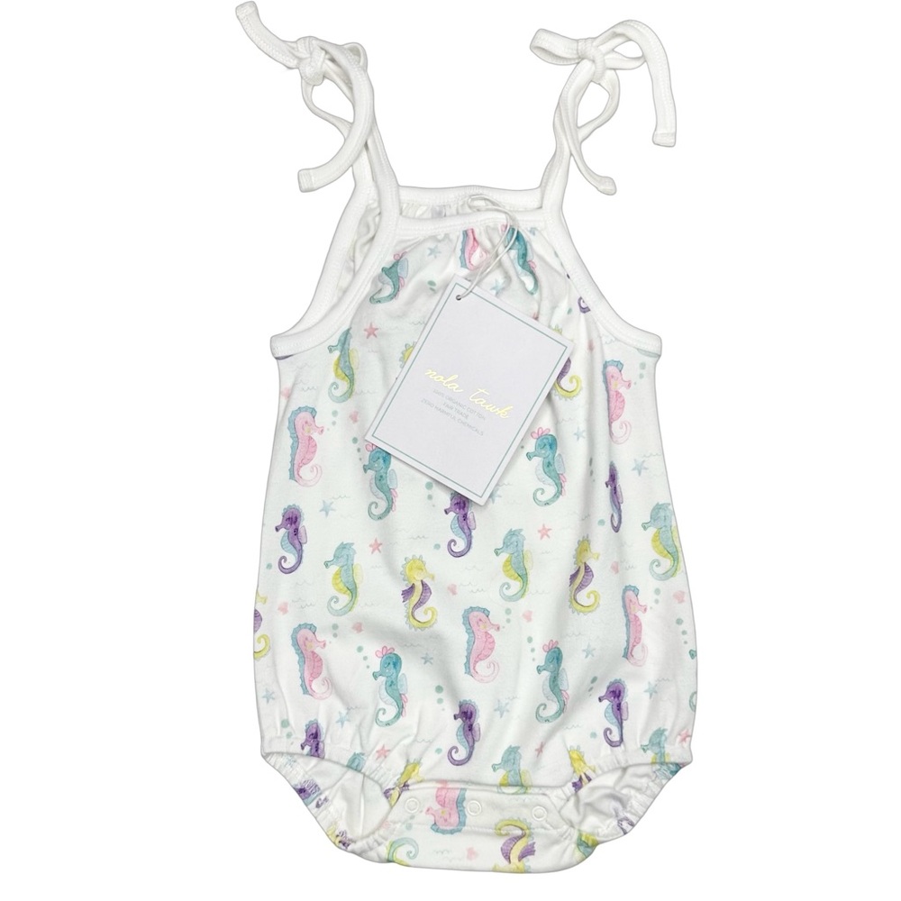 Nola‎ Tawk Sea Horsing Around Shoulder Tie Onesie Romper